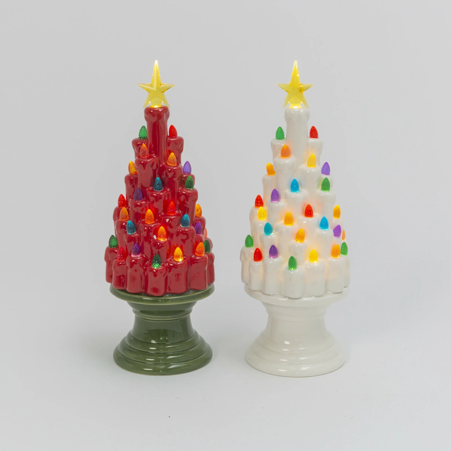 12.9" Battery Operated Red And Green Or White Ceramic Christmas Tree Figure 2598020 1 12.9" Battery Operated Red And Green Or White Ceramic Christmas Tree Figure 2598020