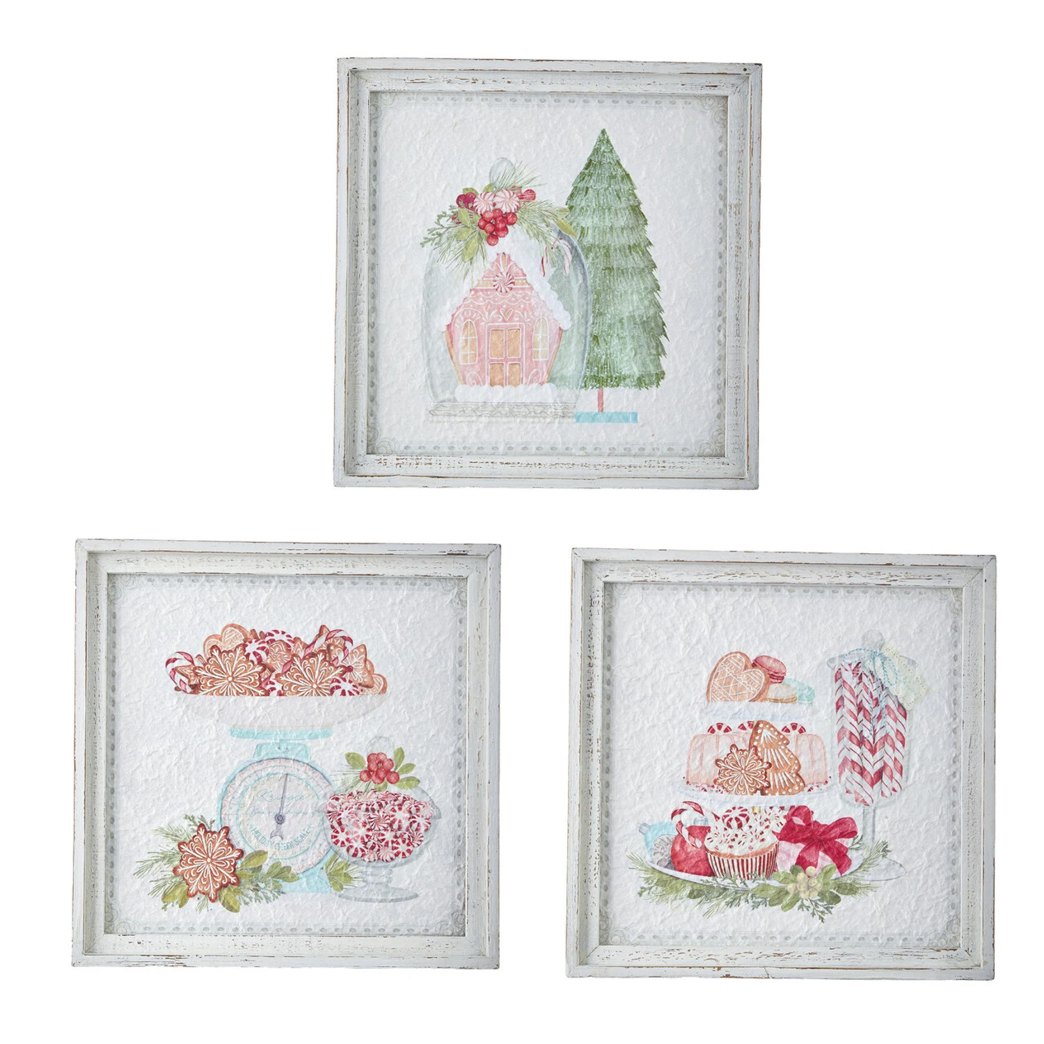 Raz 14" Peppermint Parlor Textured Paper Framed Christmas Wall Art 4159152 2 Raz 14" Peppermint Parlor Textured Paper Framed Christmas Wall Art 4159152 - Image 2