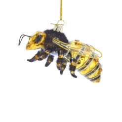 Kurt Adler Noble Gems 3.75" Honey Bee Glass Christmas Ornament NB1455