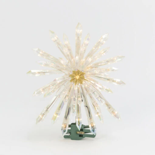 13.5" Electric Lighted Glittered Crystal Starburst Christmas Tree Topper 2619000