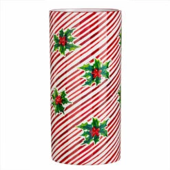 Raz 5.75" Or 12" Red And White Striped Holly Berry Christmas Container -Best Christmas Shop apioz2qah 31435.1646091966