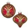 Raz 4" Red And Gold Jeweled Glass Christmas Ornament 4112511