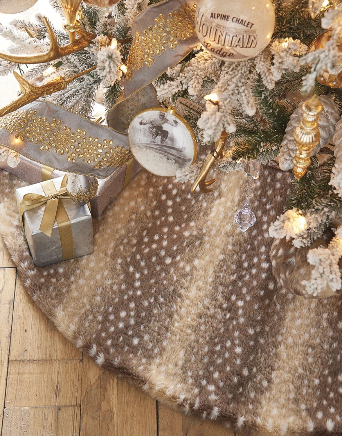 Raz 48" Fawn Faux Fur Christmas Tree Skirt 4116409 1 Raz 48" Fawn Faux Fur Christmas Tree Skirt 4116409
