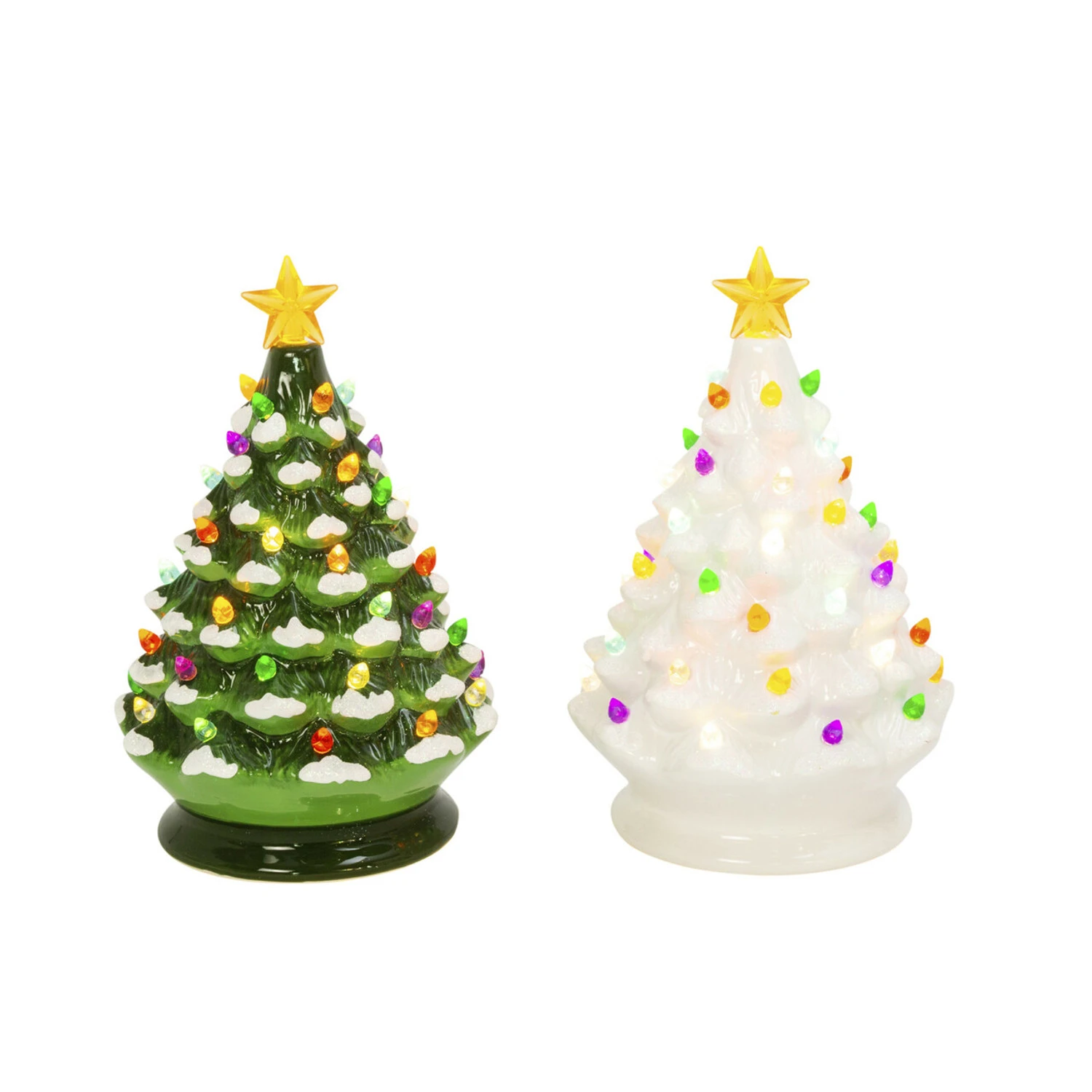 8" Battery Musical Lighted Green Or White Ceramic Christmas Tree Figure 2534190 1 8" Battery Musical Lighted Green Or White Ceramic Christmas Tree Figure 2534190