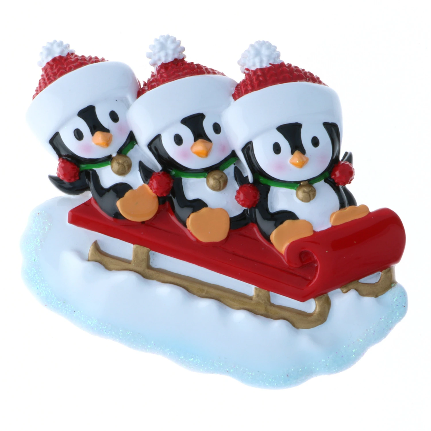 3.75" Family Of 3 Penguins On Sled Personalized Christmas Ornament OR1915-3 3 3.75" Family Of 3 Penguins On Sled Personalized Christmas Ornament OR1915-3 - Image 3