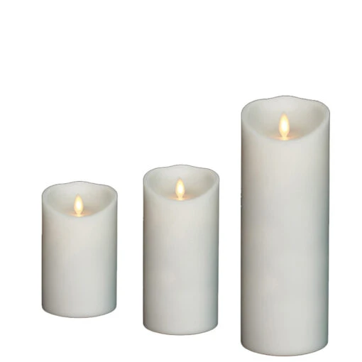 Liown 3.5" X 5", 7", Or 9"Moving Flame White Unscented Pillar Battery Candle - Image 2