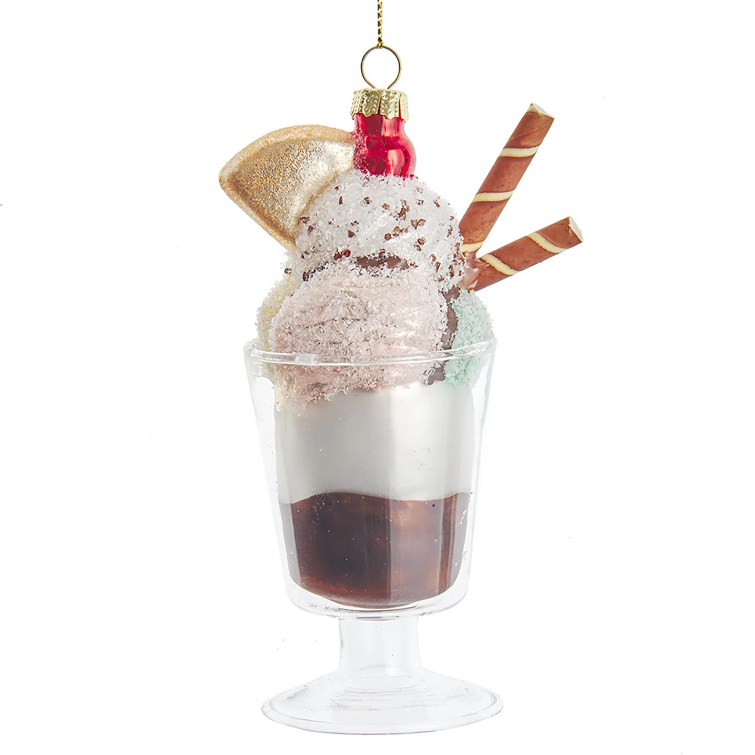 Kurt Adler 5.25" Ice Cream Sundae Glass Christmas Ornament T3108 1 Kurt Adler 5.25" Ice Cream Sundae Glass Christmas Ornament T3108