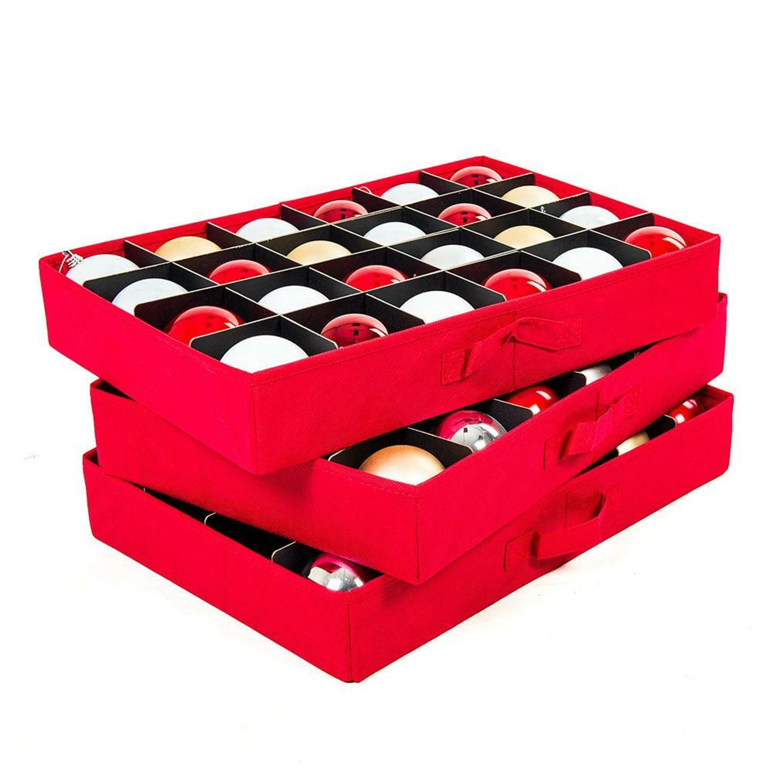 Santa's Bags Red 3 Tray Ornament Storage Drawer With Lid SB-10452-RED 2 Santa's Bags Red 3 Tray Ornament Storage Drawer With Lid SB-10452-RED - Image 2