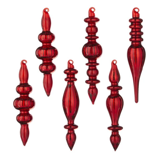 Raz 6.5" Box Of Red Finial Glass Christmas Ornaments 4122819 - Image 2
