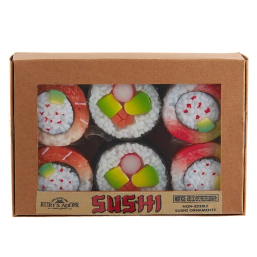 Kurt Adler 6 Piece Boxed Set Of Sushi Christmas Ornament D4063