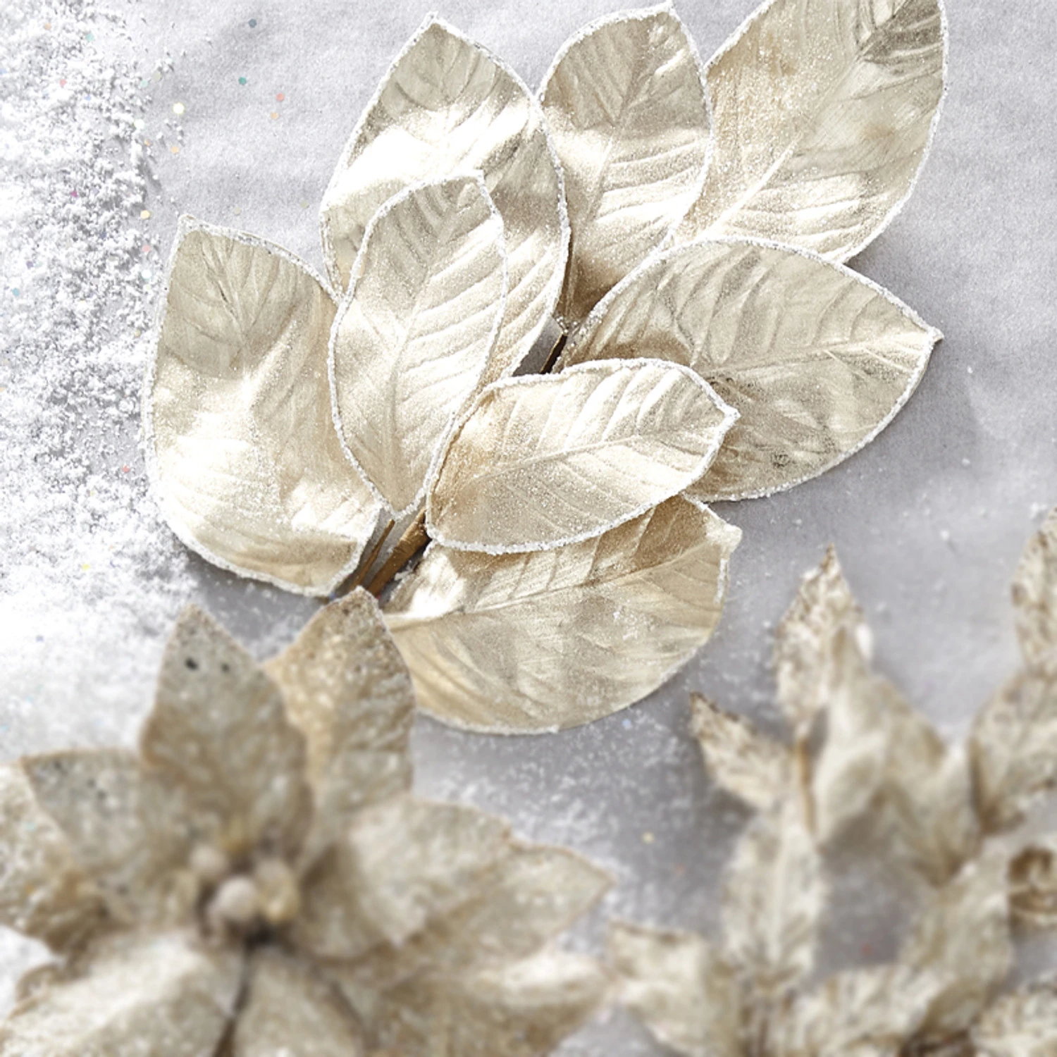 Raz 27" Gold Glittered Magnolia Leaf Christmas Tree Spray F4206770 1 Raz 27" Gold Glittered Magnolia Leaf Christmas Tree Spray F4206770