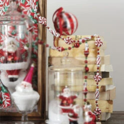 Raz Eric Cortina 3' Peppermint Candy Glass Christmas Tree Garland G4253136