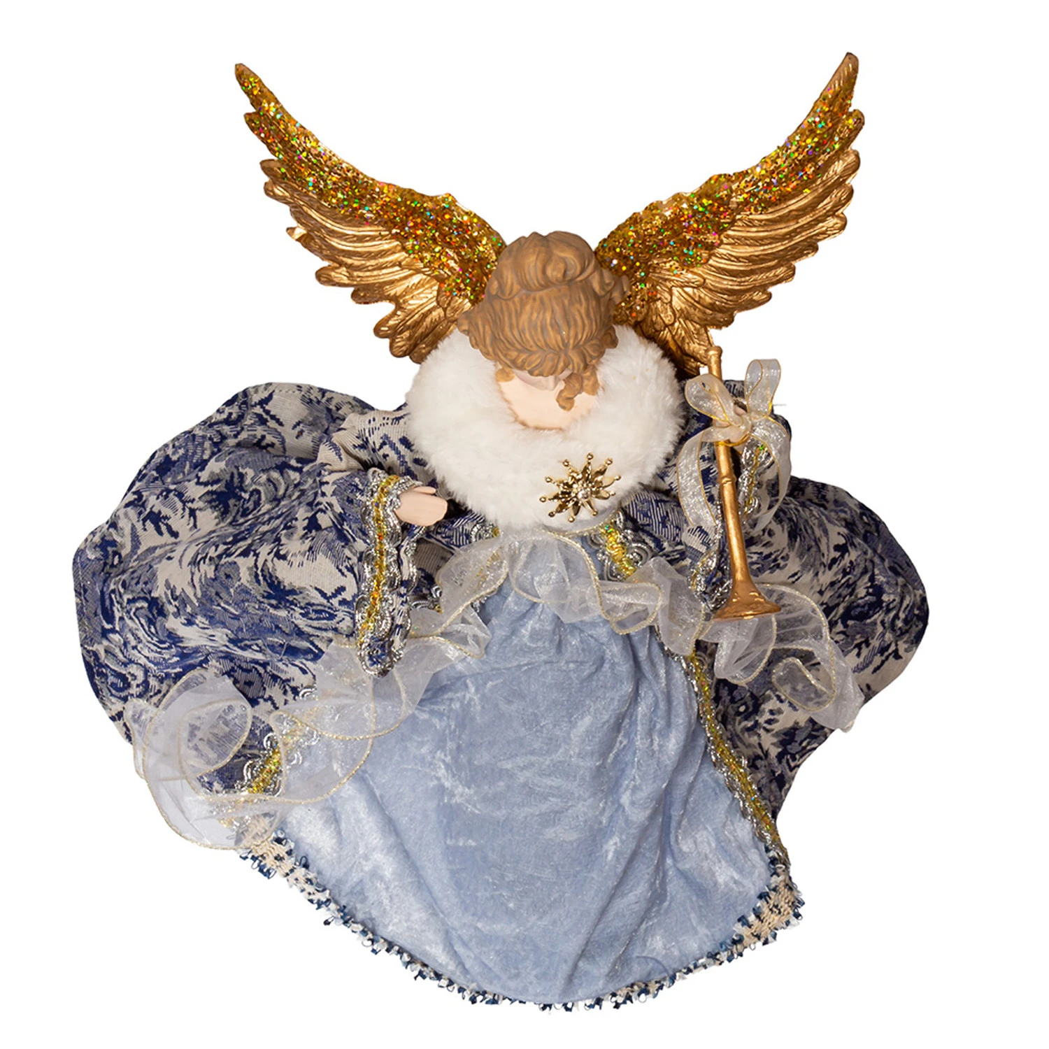 Kurt Adler 17" Indigo Blue Delft Angel Christmas Tree Topper J6099 3 Kurt Adler 17" Indigo Blue Delft Angel Christmas Tree Topper J6099 - Image 3