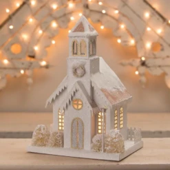 Bethany Lowe Metallic Gold, White, And Silver Glittered Christmas Buildings 8 Bethany Lowe Metallic Gold, White, And Silver Glittered Christmas Buildings -Best Christmas Shop lc1564 23688.1675099899