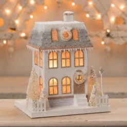 Bethany Lowe Metallic Gold, White, And Silver Glittered Christmas Buildings 7 Bethany Lowe Metallic Gold, White, And Silver Glittered Christmas Buildings -Best Christmas Shop lc1566 37688.1675099897