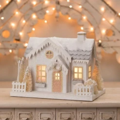 Bethany Lowe Metallic Gold, White, And Silver Glittered Christmas Buildings 9 Bethany Lowe Metallic Gold, White, And Silver Glittered Christmas Buildings -Best Christmas Shop lc1567 72815.1675099903