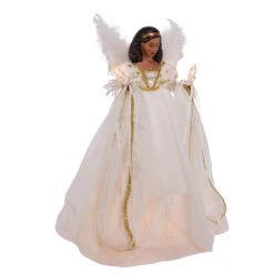 Kurt Adler 12" UL 10-Light African American Ivory And Gold Christmas Tree Topper UL2230 9 Kurt Adler 12" UL 10-Light African American Ivory And Gold Christmas Tree Topper UL2230 -Best Christmas Shop ul2230 01 65082.1678392721
