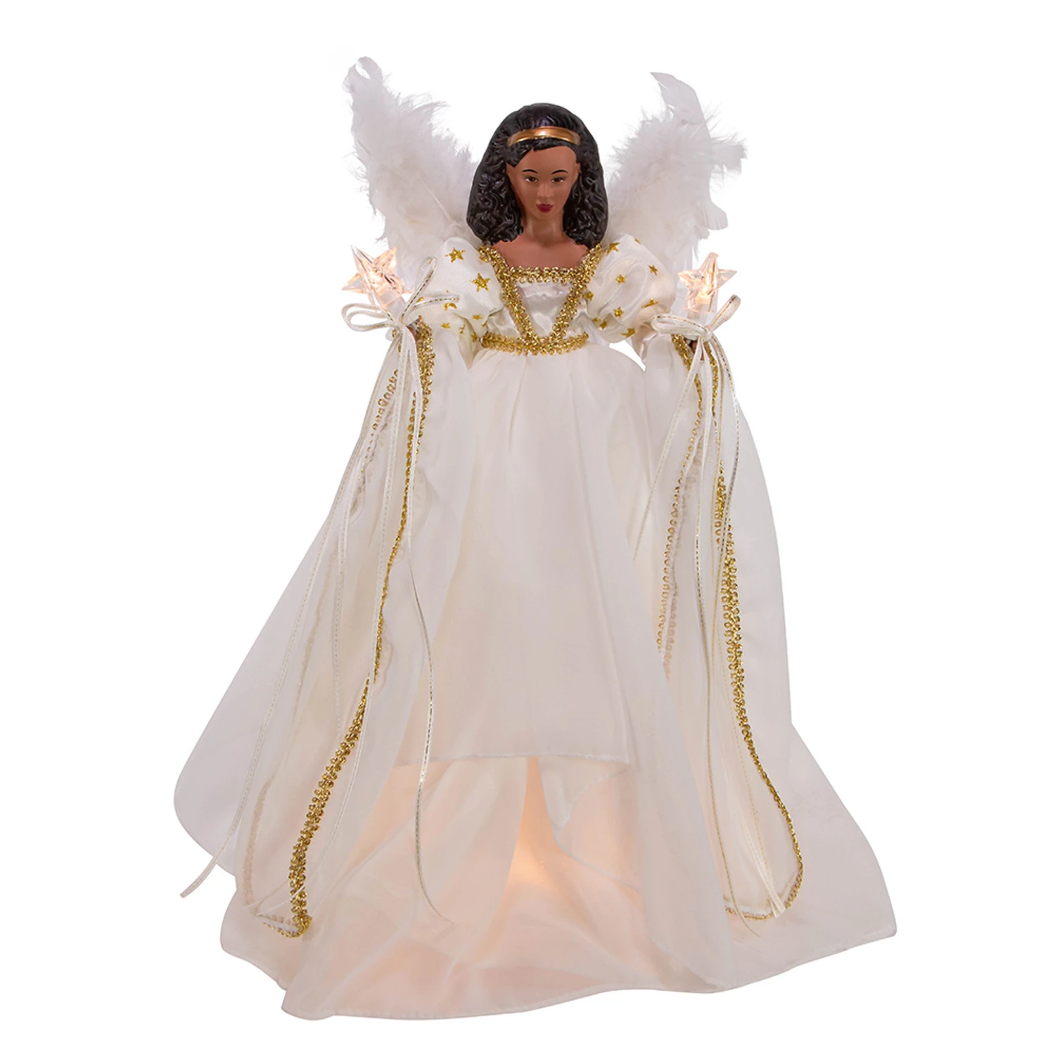 Kurt Adler 12" UL 10-Light African American Ivory And Gold Christmas Tree Topper UL2230 1 Kurt Adler 12" UL 10-Light African American Ivory And Gold Christmas Tree Topper UL2230