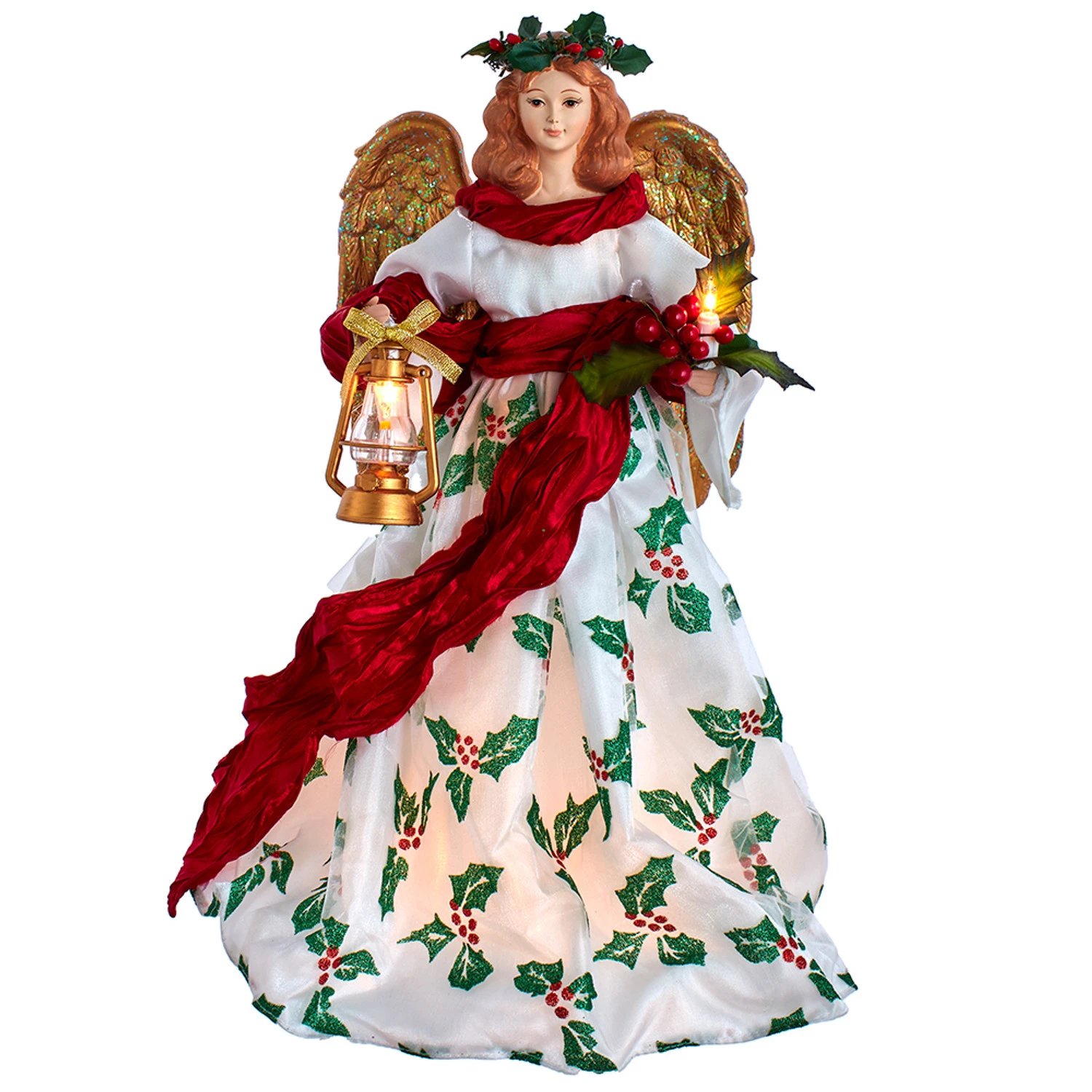 Kurt Adler 16" Pre-Lit Holiday Formal Angel Tree Topper UL2240 1 Kurt Adler 16" Pre-Lit Holiday Formal Angel Tree Topper UL2240