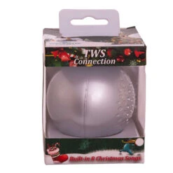 Kurt Adler 70MM Bluetooth Musical Silver Ball Christmas Ornament USB1300